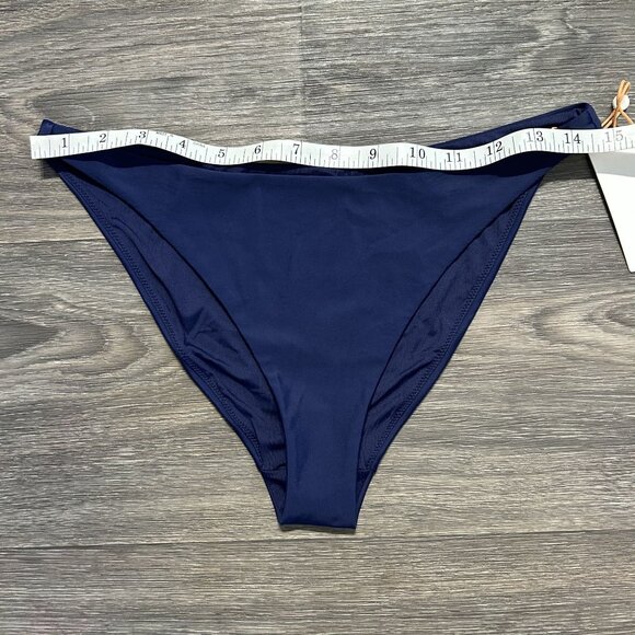 NWT Quince Small Italian Scoop Neck Bikini Tie Top Low Rise Bottom Deep Navy - Picture 8 of 9